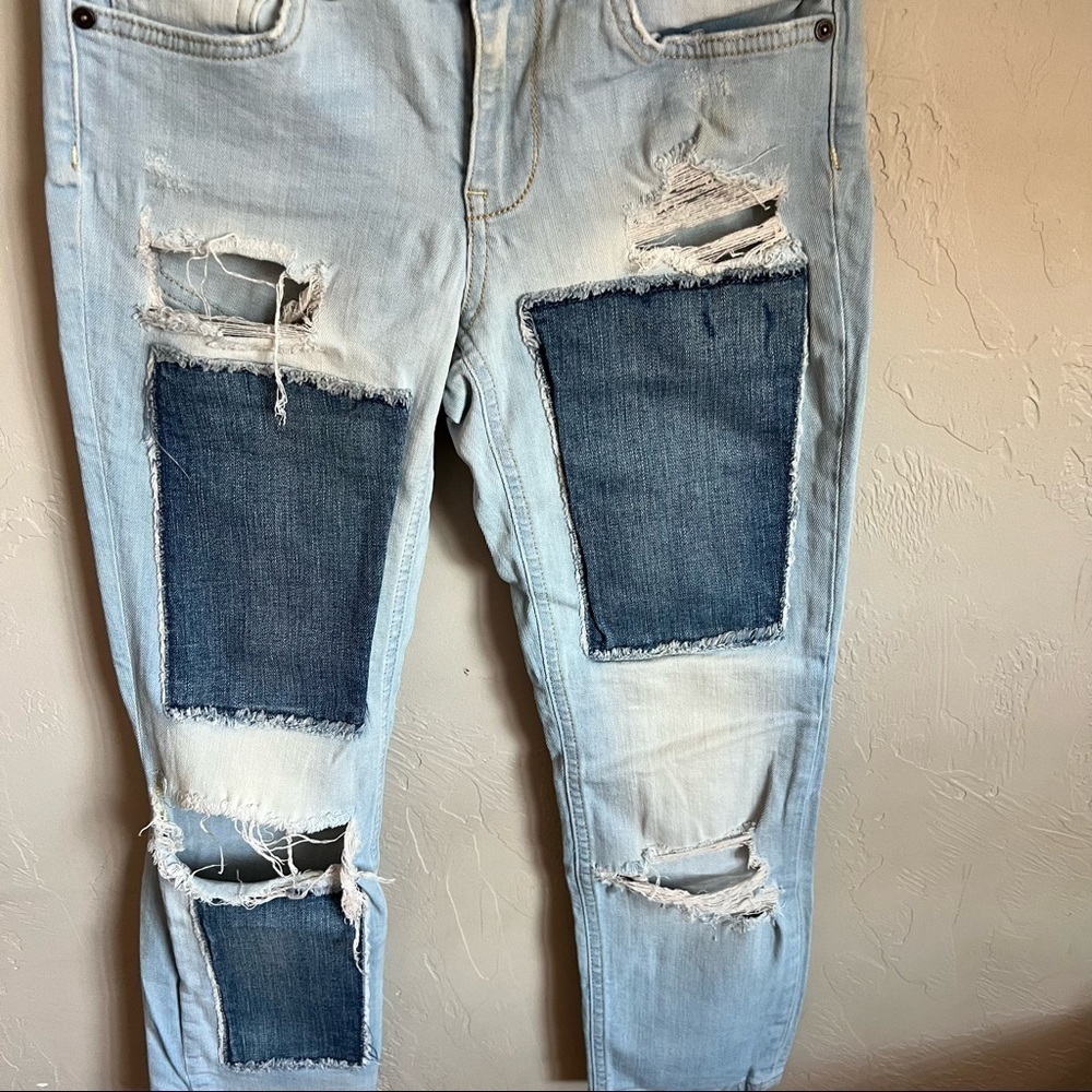 Noisy May Patchwork Distressed Cropped Capri Deni… - image 3